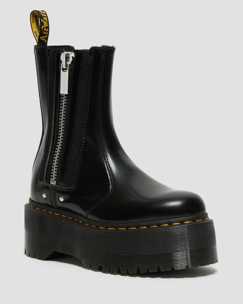 Botines Chelsea Dr Martens 2976 Max Cuero Plataforma Mujer Negros | MX 657YXF